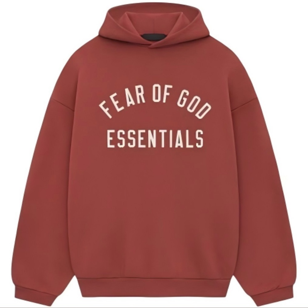 Fear of God Essentials FW24 Crimson Fleece Hoodie Red Medium NWT